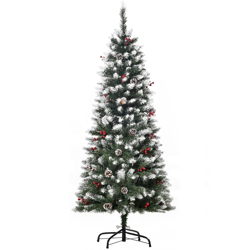 Everglow Snow Dipped Green Artificial Christmas Tree with Foldable Feet 5ft Image 1