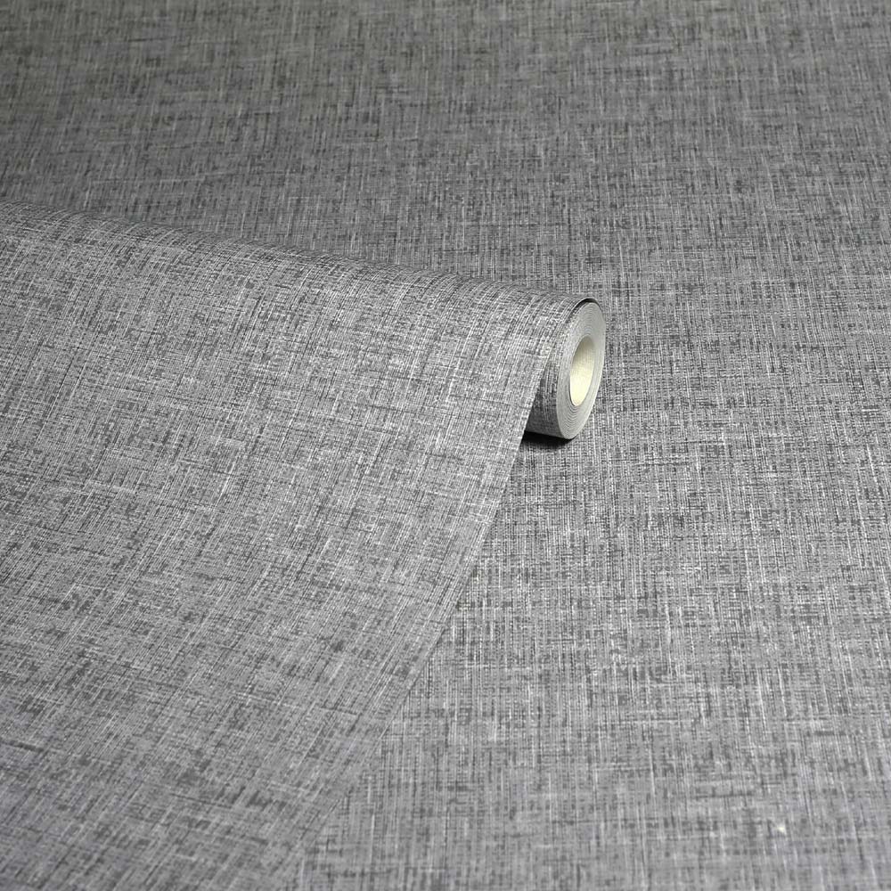 Arthouse Artistick Linen Textured Medium Grey Wallpaper Image 2