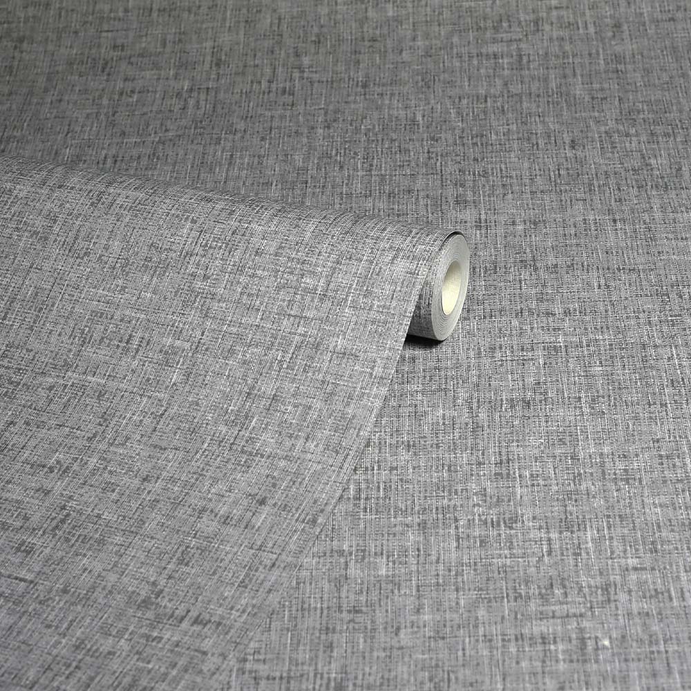 Arthouse Artistick Linen Textured Medium Grey Wallpaper Image 2