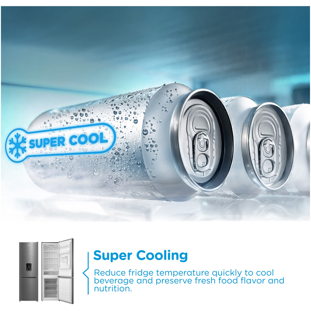 Midea MDRB424FGD46W Inox Total No Frost 308L Combi Fridge Freezer with Non-Plumbed Water Dispenser Image 8