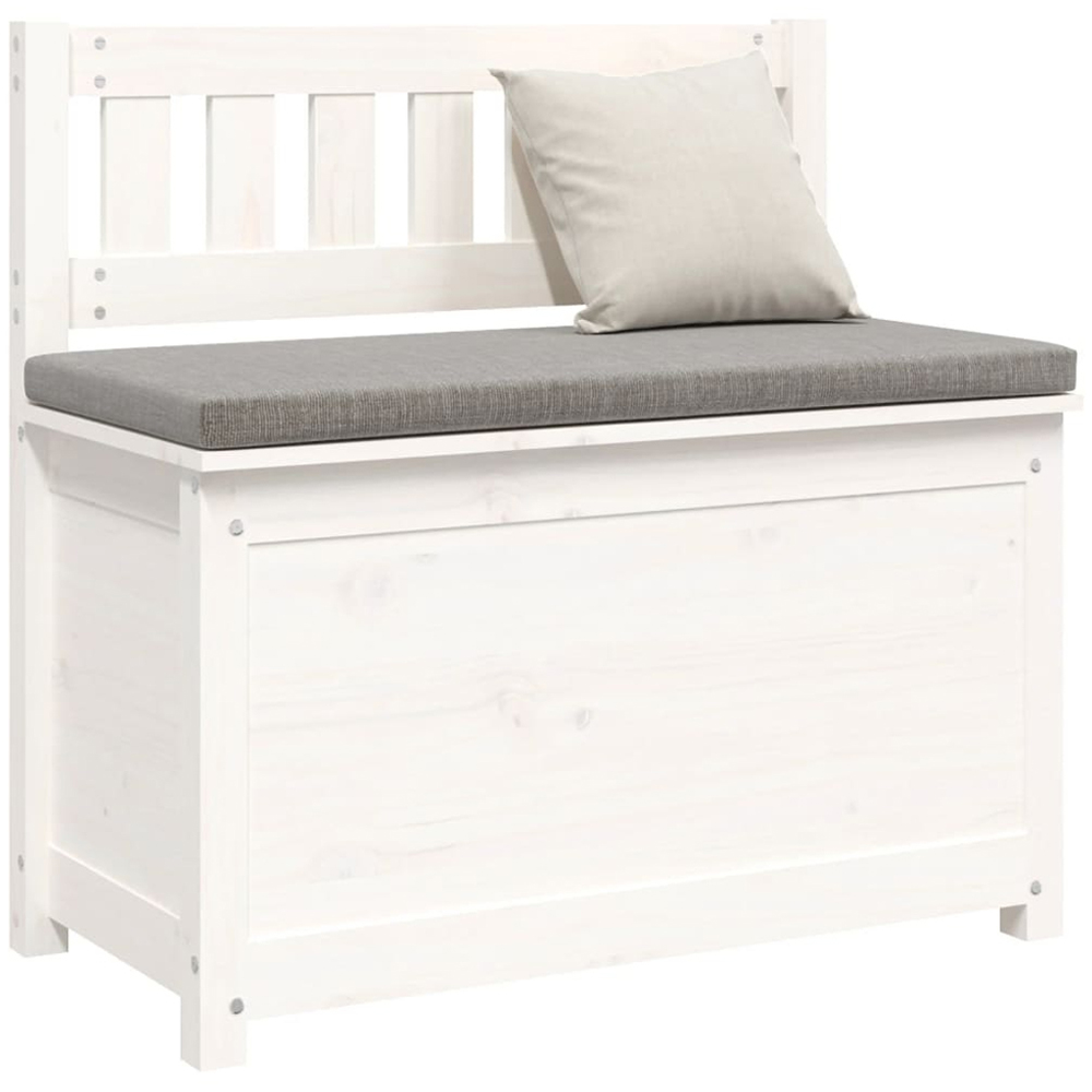 vidaXL White Solid Wood Pine Storage Bench 80 x 41 x 77cm Image 3