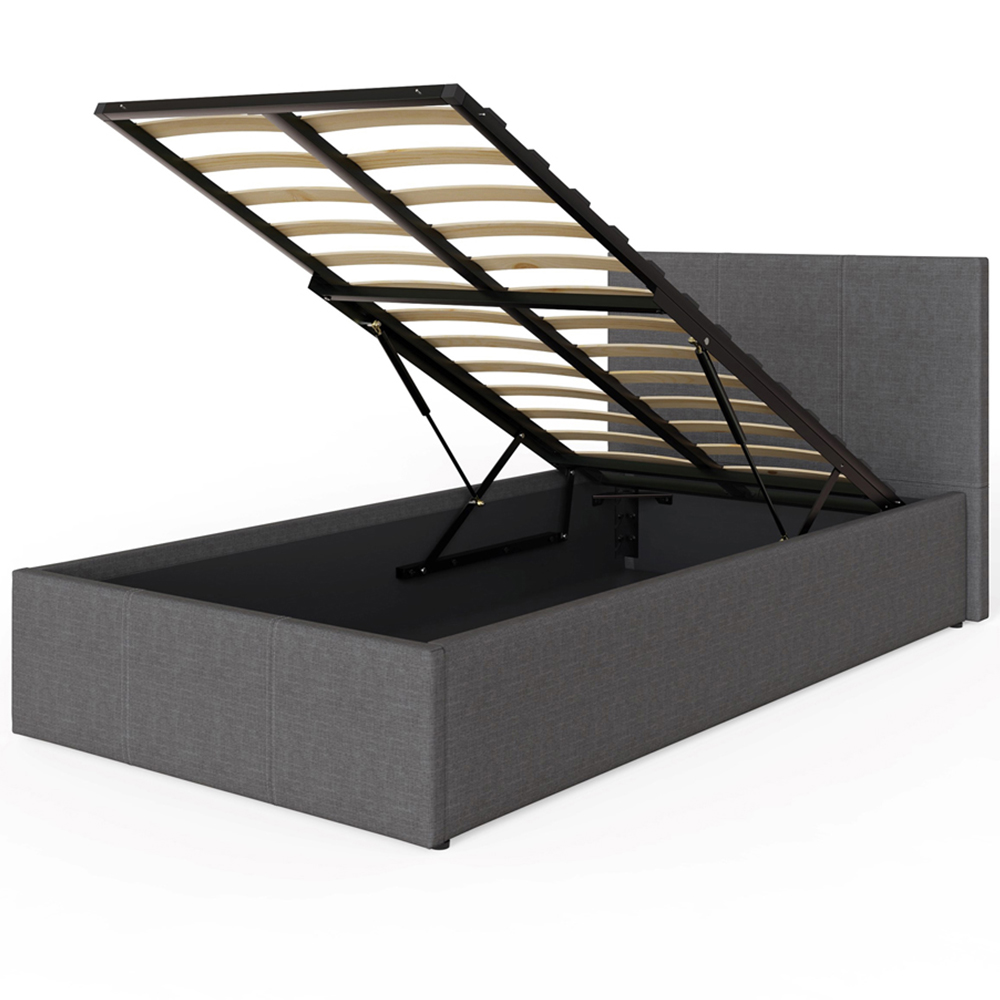GFW Single Grey Hopsack Fabric End Lift Ottoman Bed with Bonnell Mattress Image 5