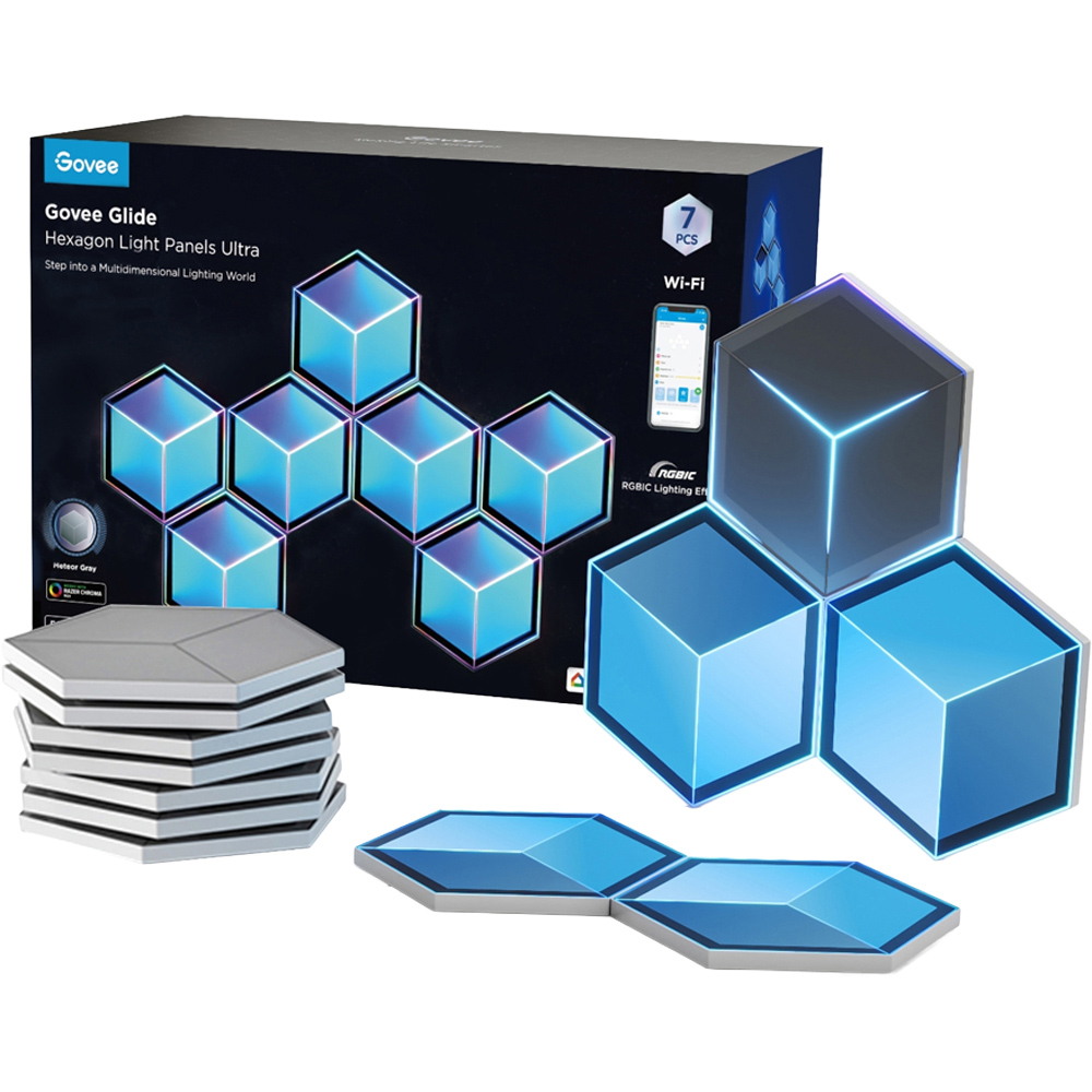 Govee Glide RGBIC LED Smart 3D Hexagon Ultra Light Panel 7 Pack Image 1
