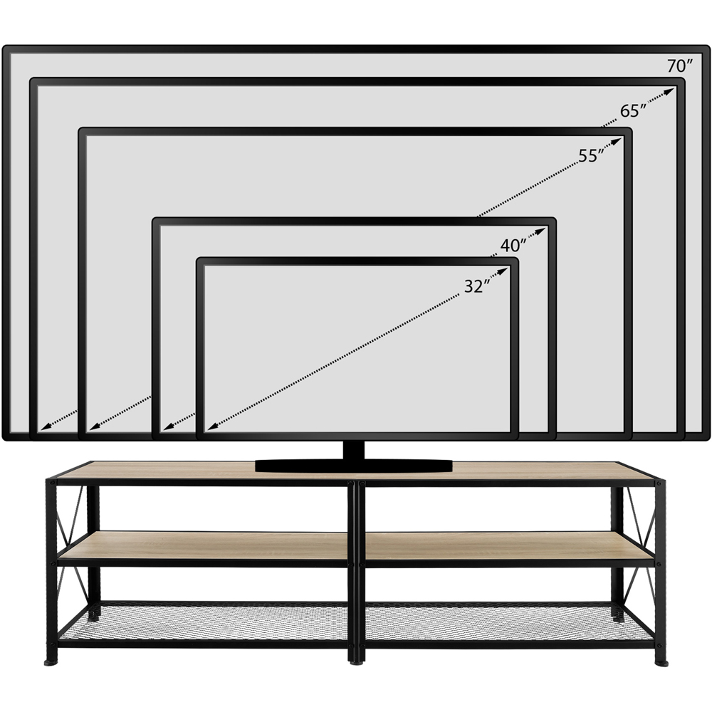 tectake 3 Shelf Light Wooden and Steel Rustic TV Stand Image 8