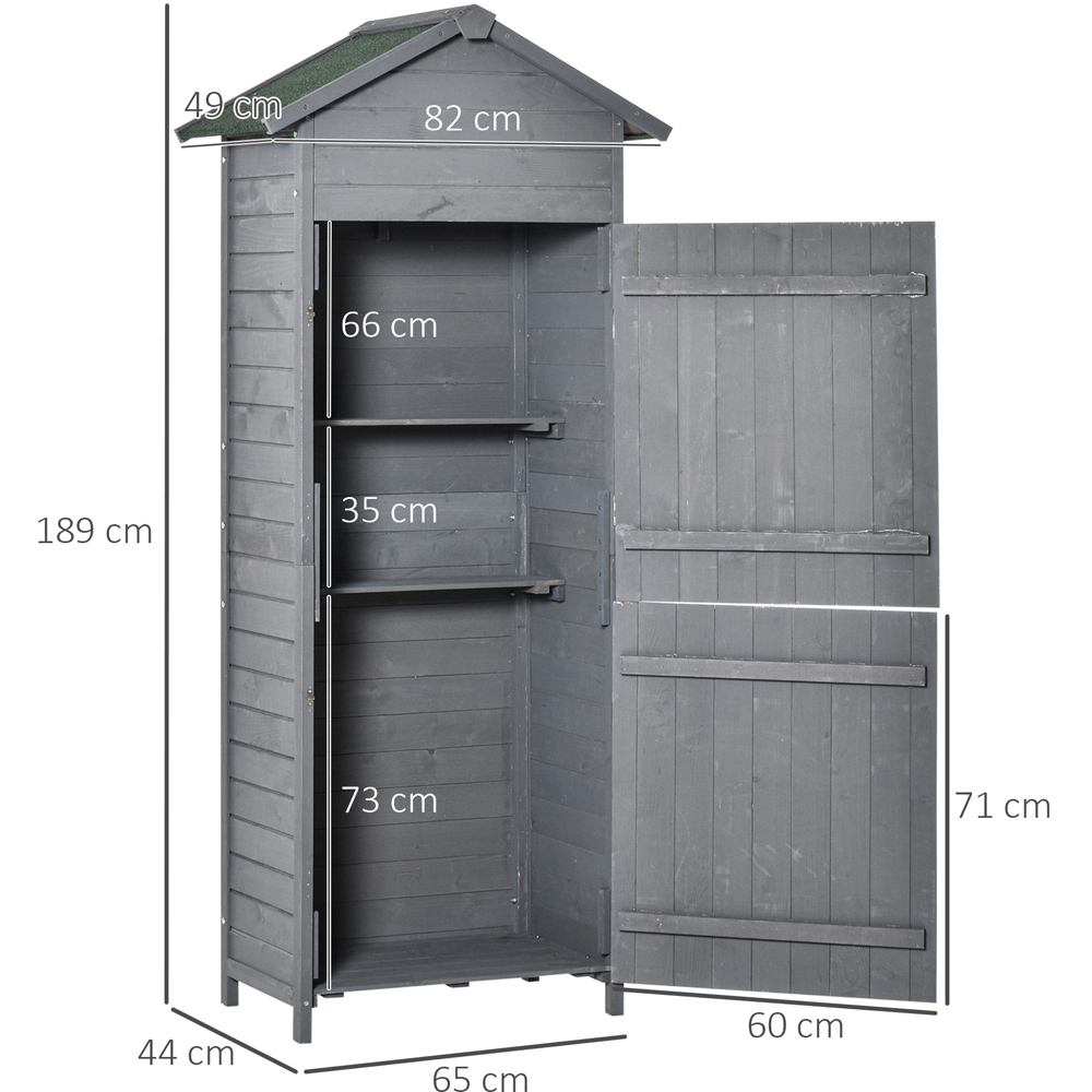 Outsunny 2.6 x 1.6ft Dark Grey Wooden Garden Shed Image 8