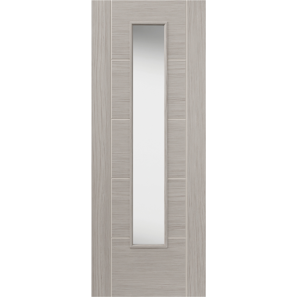 JB Kind Tigris Light Grey Glazed Finished Slim Internal Door 1981 x 762mm Image 1