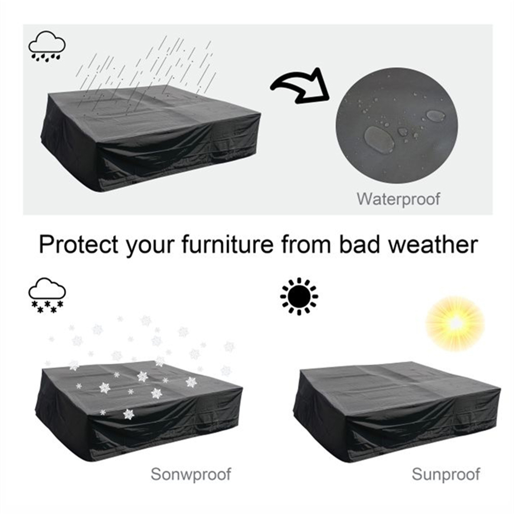 Direct Wicker Black 600D Heavy Duty Waterproof Furniture Cover 240 x 190 x 90cm Image 6