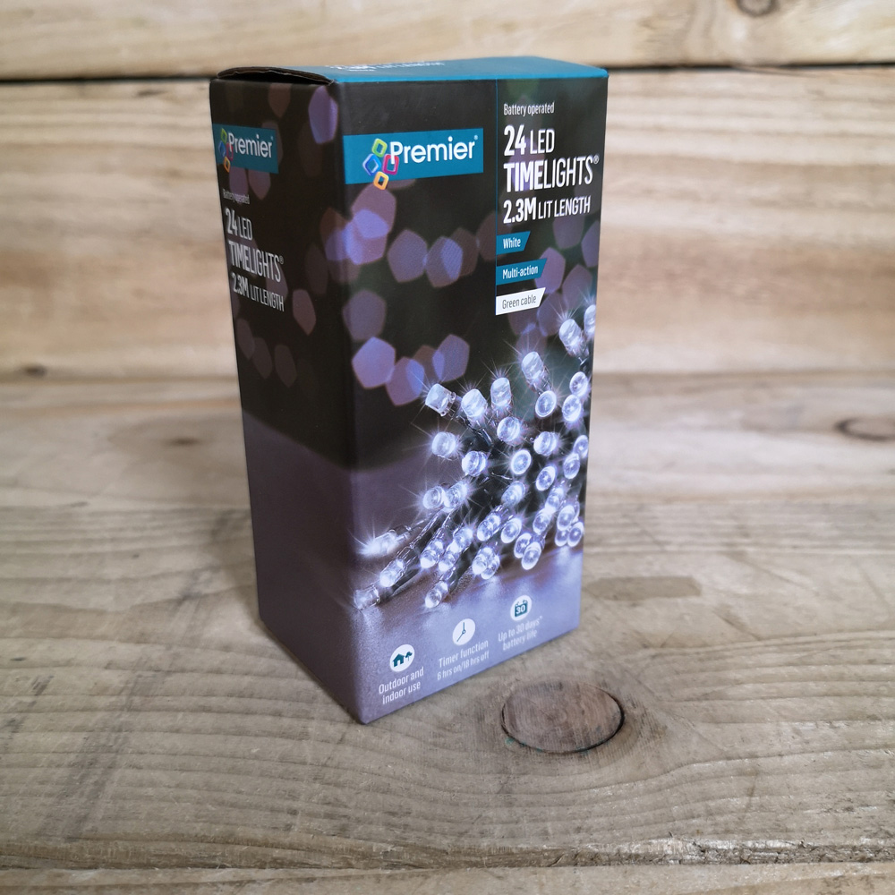 Premier TimeLights 24 Cool White LED Multi-Function Green Cable String Light 2.3m Image 5