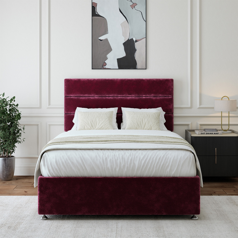 Bedmaster Double Aubergine Chenille Divan Base with Milan Headboard Image 2