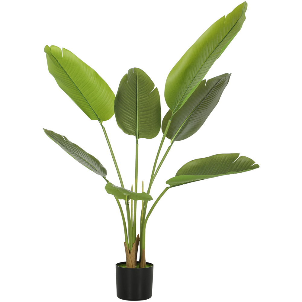 HOMCOM Green Bird of Paradise Artificial Plant Pot with Flocking 109cm Image 1
