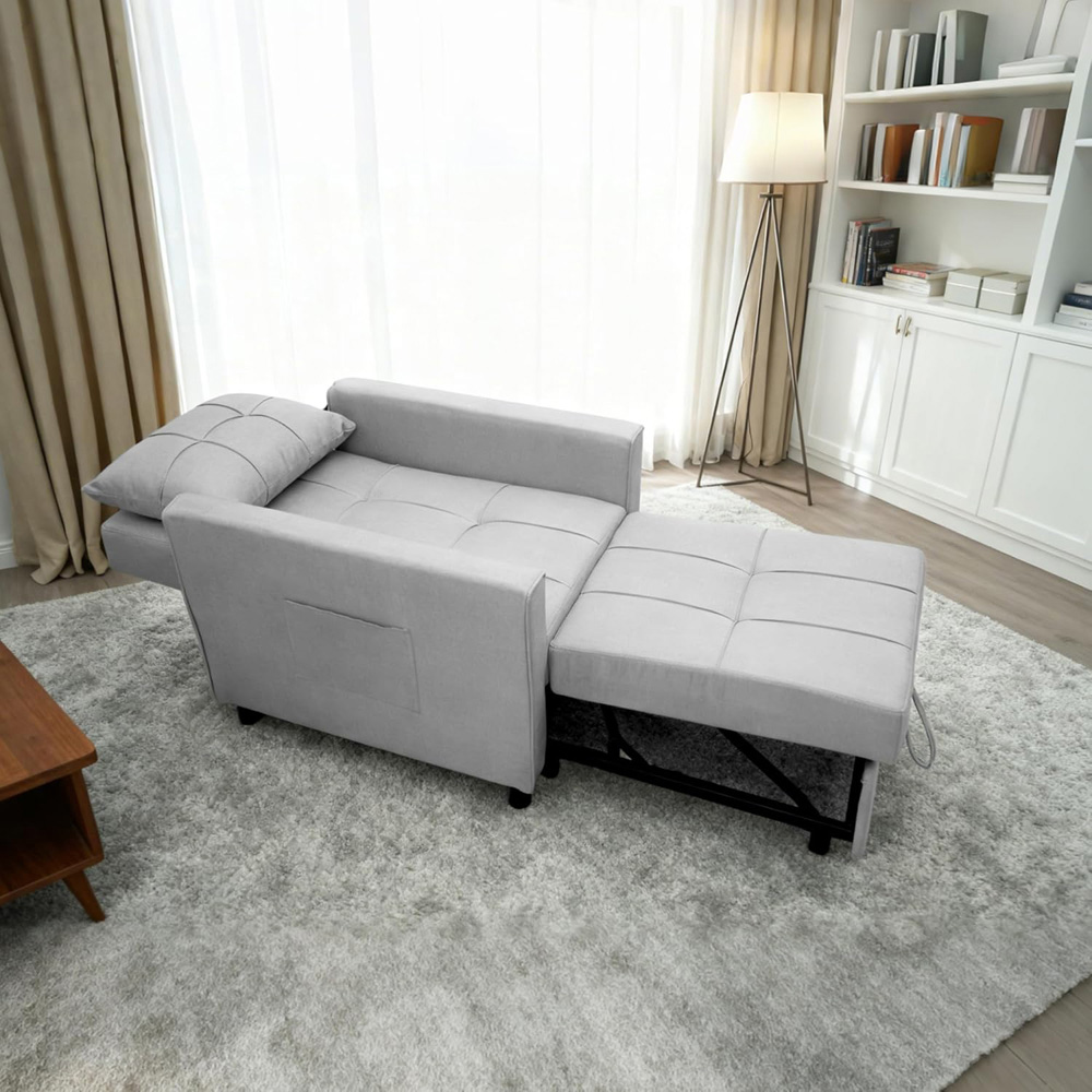 Alivio Singel Seater 3-in-1 Light Grey Convertible Sofa Bed Chair Image 3