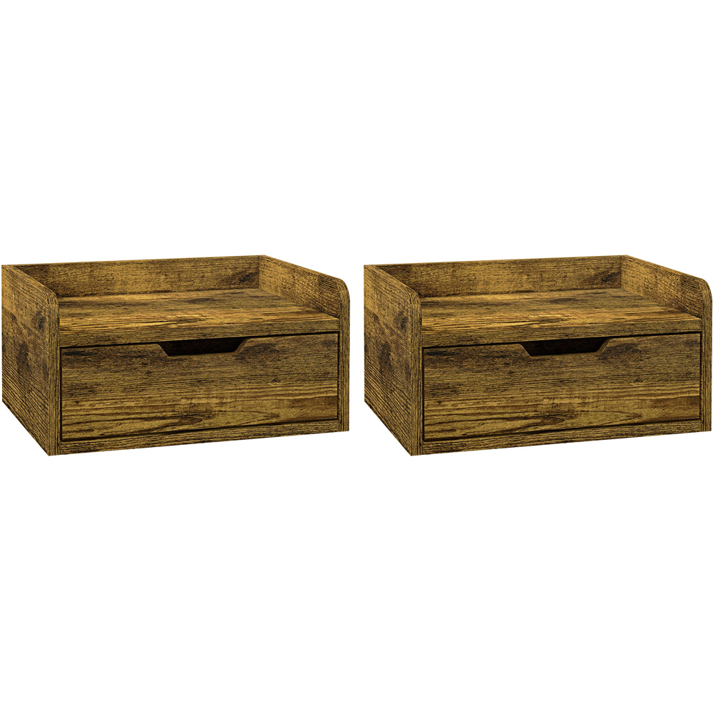 Portland Set of 2 Rustic Brown Floating Nightstand Image 2
