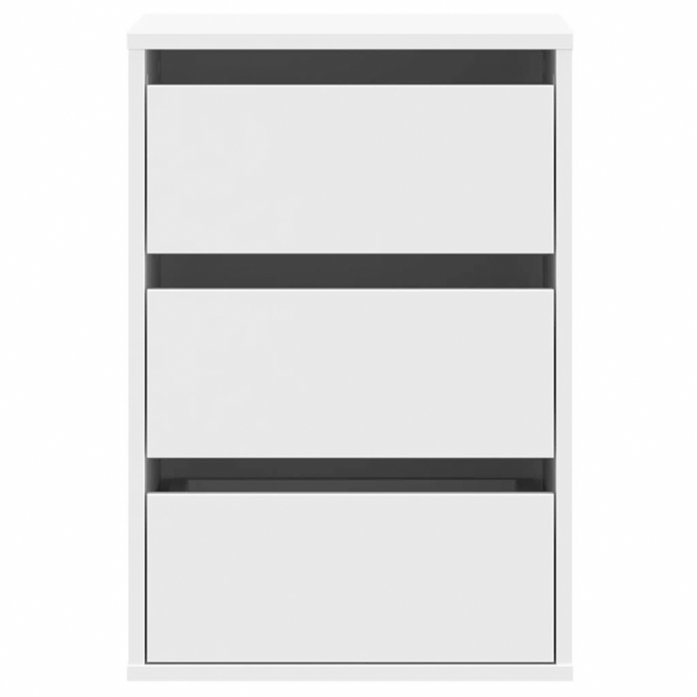 vidaXL 3 Drawer White Wooden Chest of Drawers Image 3