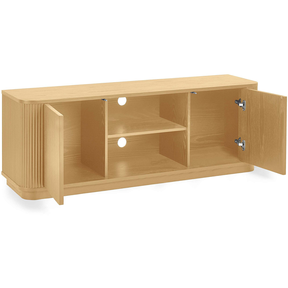 Julian Bowen Louis 2 Door 2 Shelf Light Oak Effect Fluted TV Unit Image 3