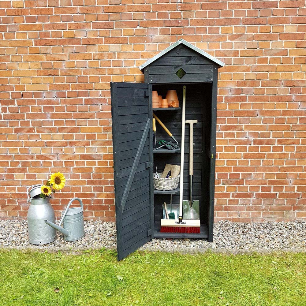 Promex 6.4 x 2.5ft Anthracite Apex Roof Storage Shed with Shelves Image 3