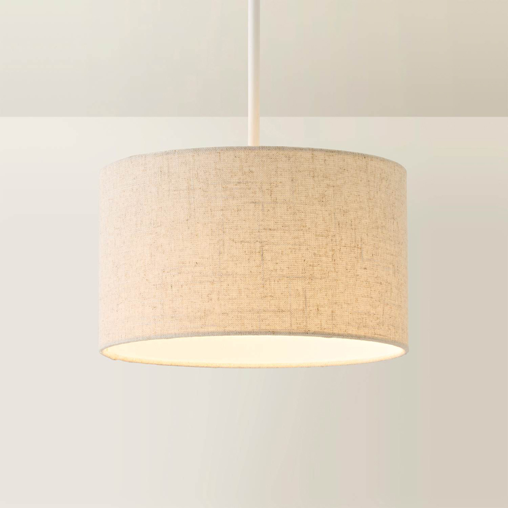 ValueLights Reni Small Cream Linen Drum Easy Fit Pendant Lamp Shade Image 3