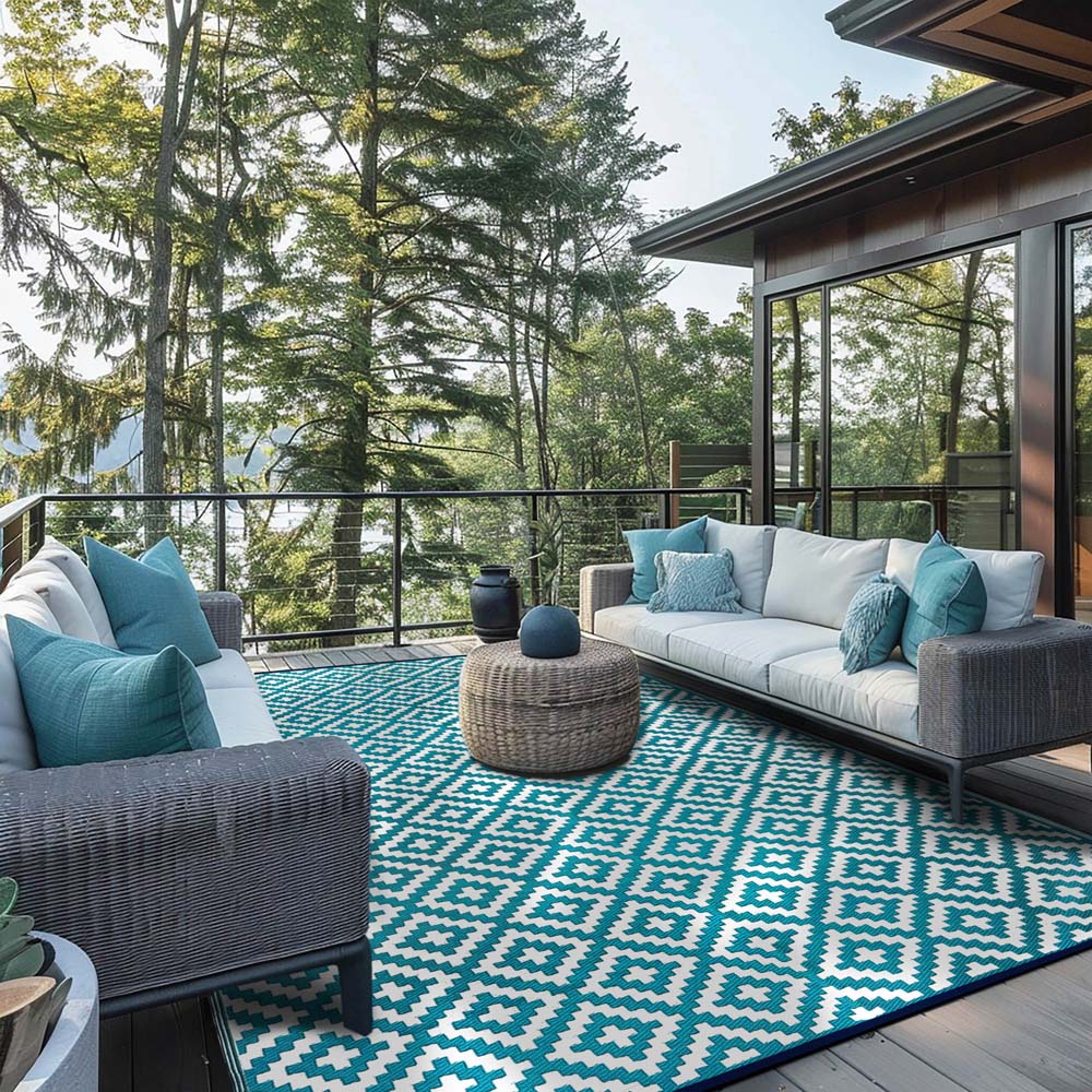 Green Decore Nirvana Teal Blue and White Outdoor Rug 240 x 300cm Image 4