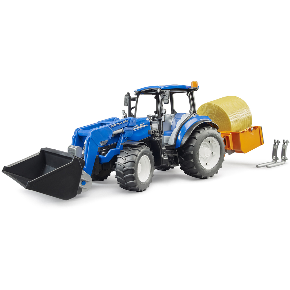 Bruder New Holland T5.120 Loader Tractor with Loading Box and Forks Image 3