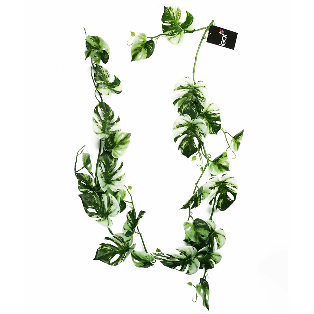 Leaf Trailing Variegated Monstera Hanging Artificial Plant 180cm Image 1