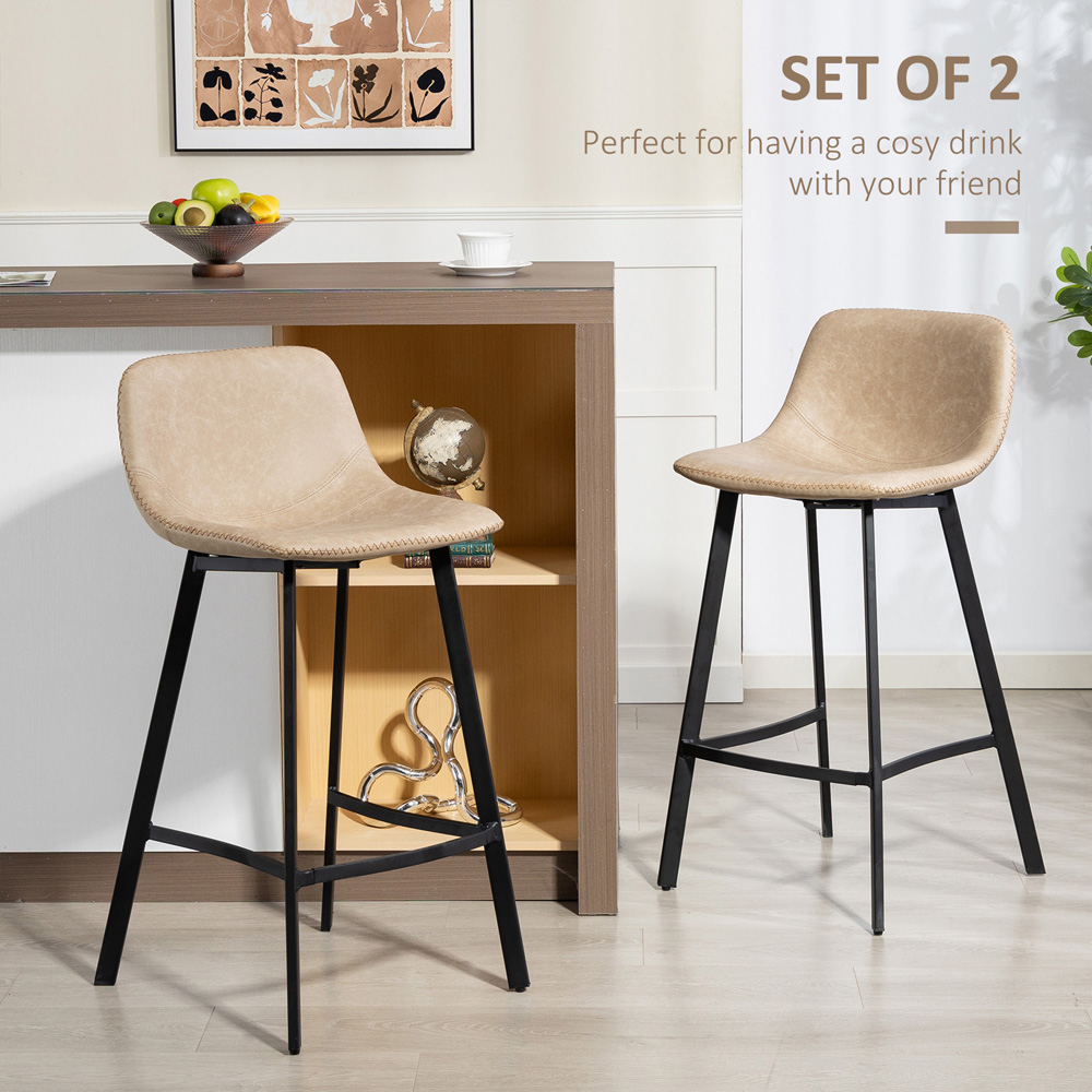 Portland Light Brown Faux Leather Bar Stool Set of 2 Image 8