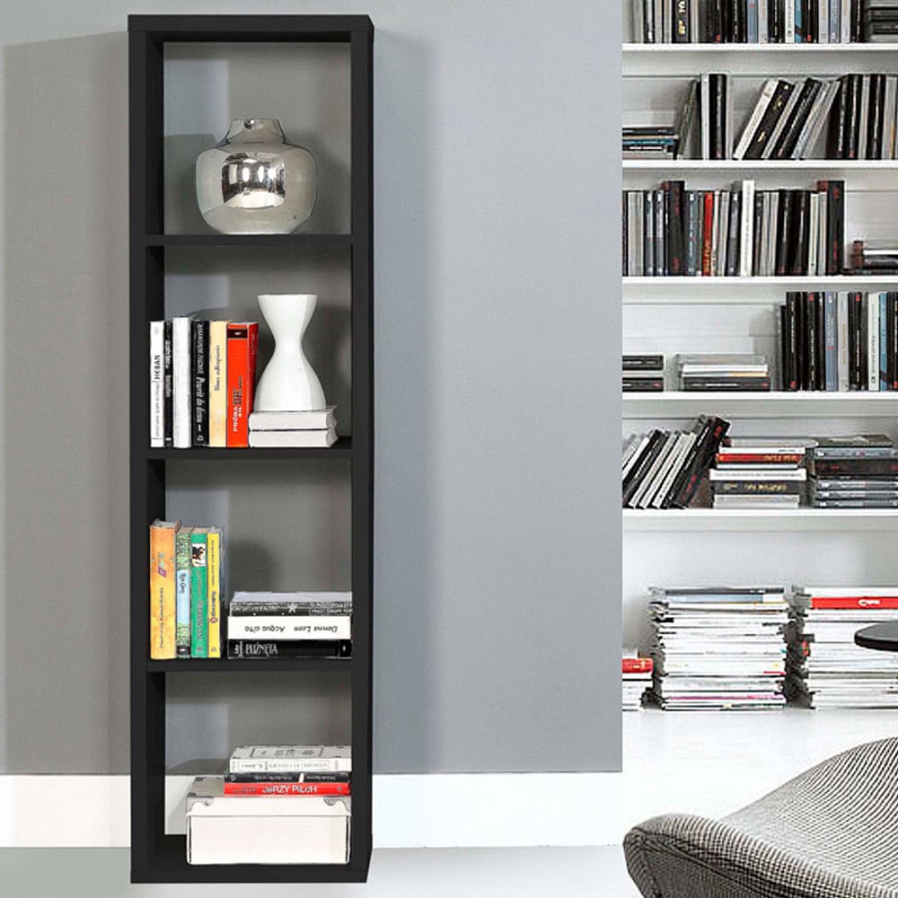 Florence Mauro 3 Shelf Matt Black Bookshelf Image 1