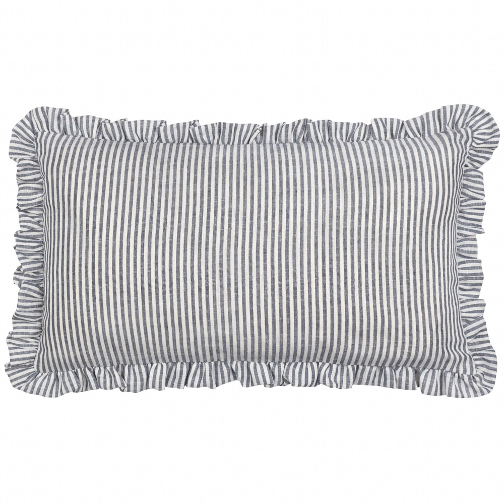 furn. Les Fleurs Pink Embroidered Ruffle Polyester Filled Cushion 30 x 50cm Image 2