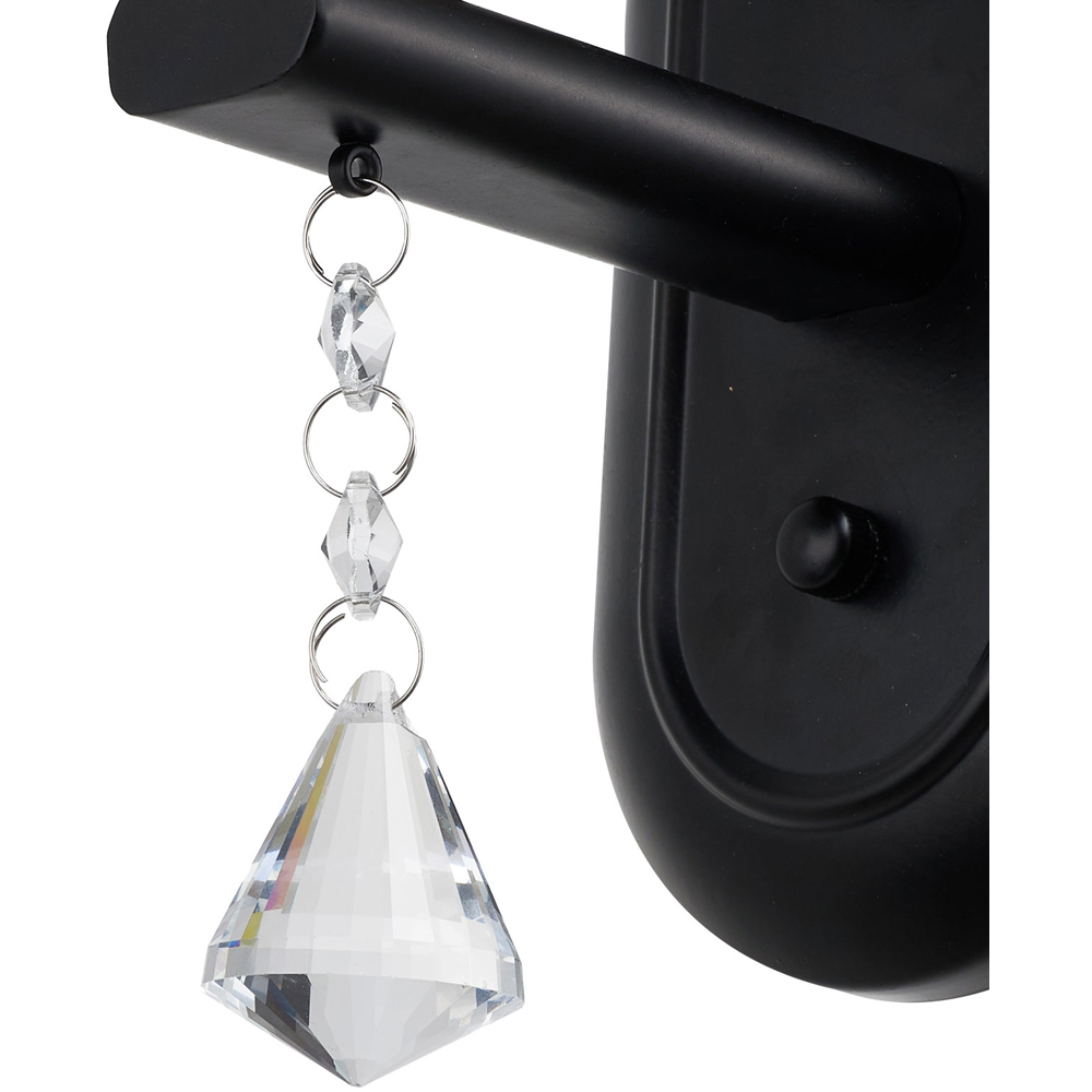 Living and Home Elegant Black Metal and Crystal E27 Wall Light Image 6