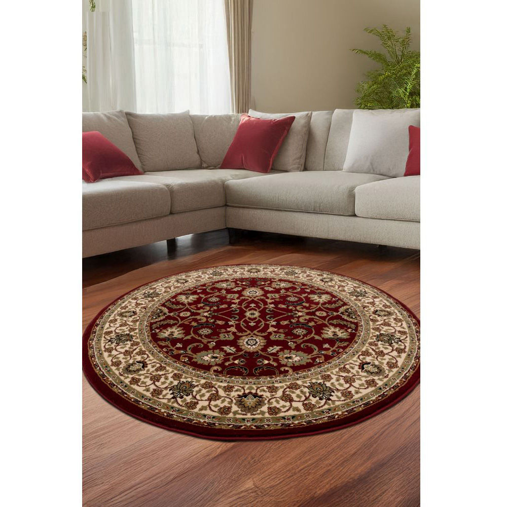 Homemaker Kellan Red Circular Rug 120cm Image 3