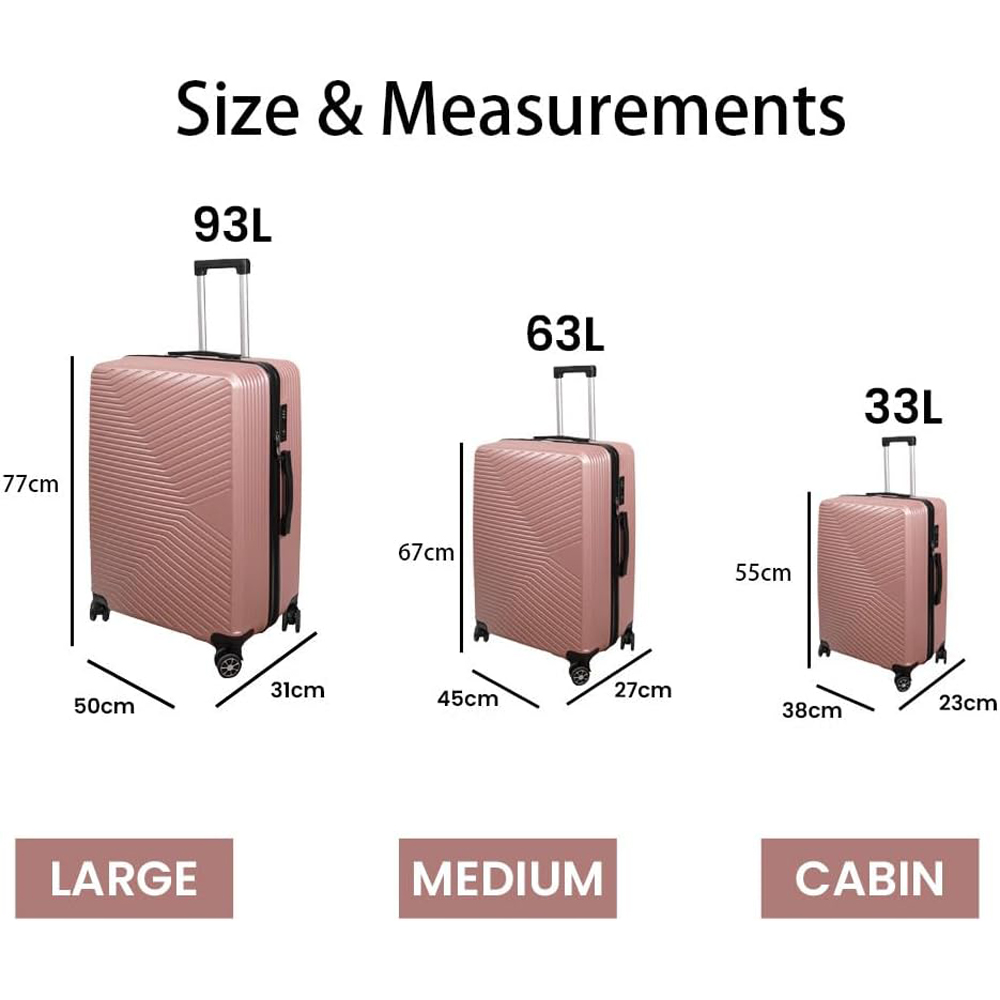 Alivio Set of 3 Rose Gold Hard Shell Luggage Suitcase Image 9