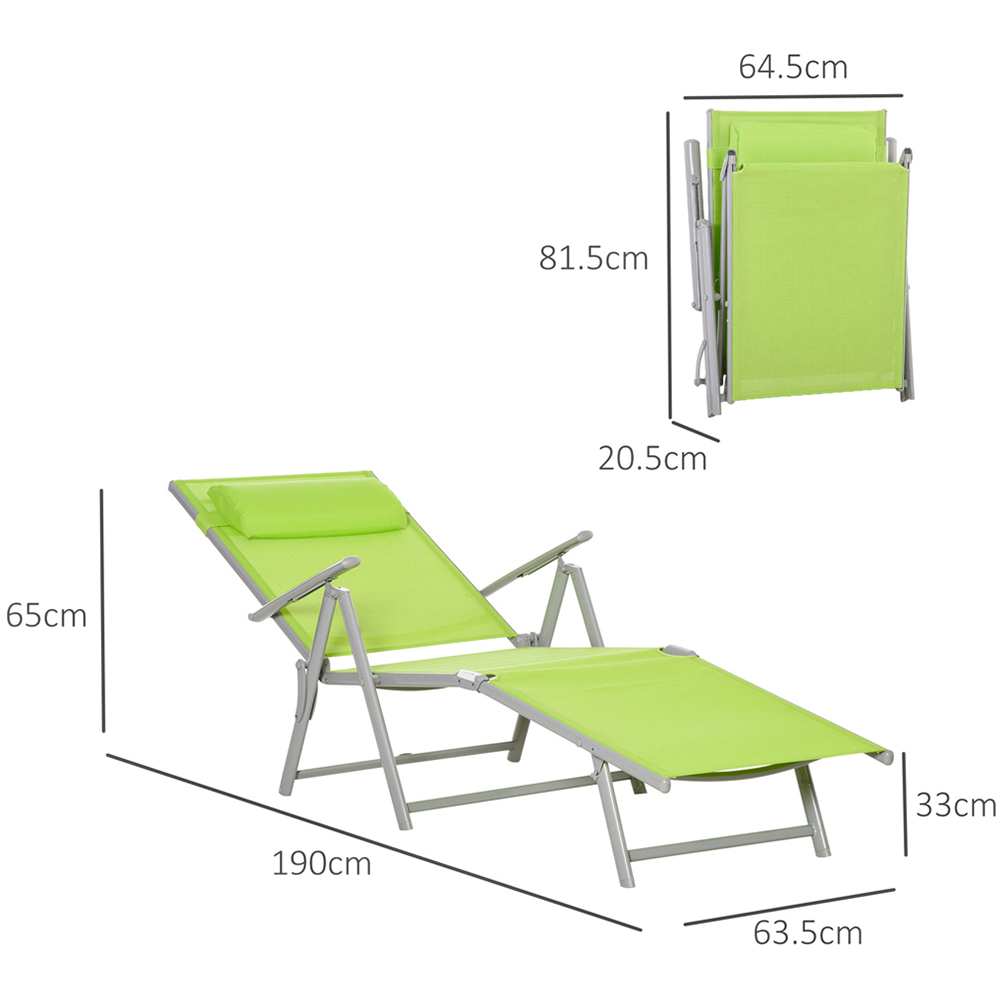 Outsunny Green Reclining Folding Sun Lounger Image 7