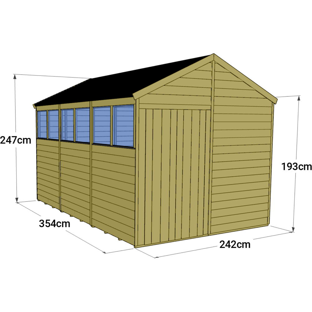 StoreMore 12 x 8ft Double Door Tongue and Groove Apex Shed with Window Image 4
