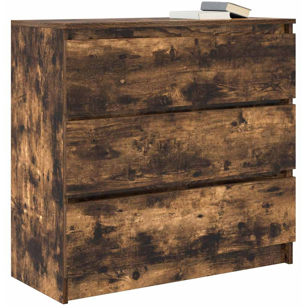 vidaXL 3 Drawer Smoked Oak Sideboard Image 4