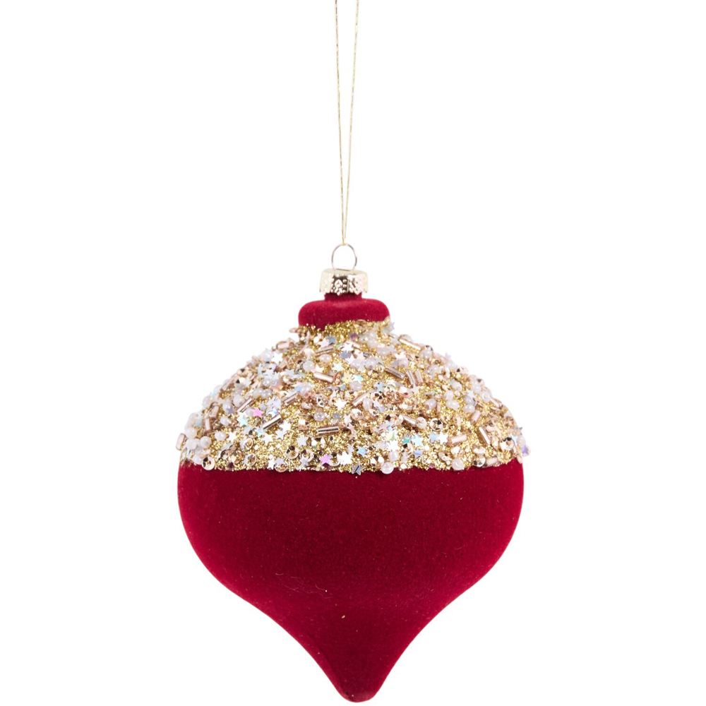Pack of 35 Flocked Embellished Baubles Image 3