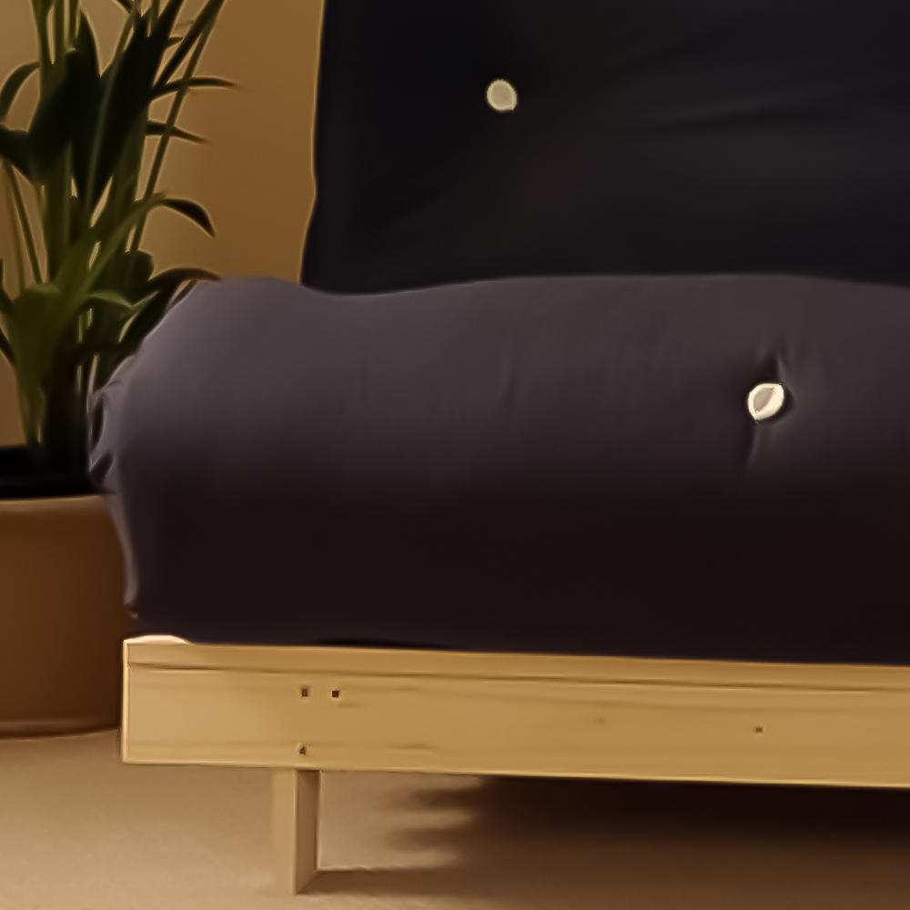 Brooklyn Luxury Small Single Sleeper Navy Futon Base and Mattress Image 2
