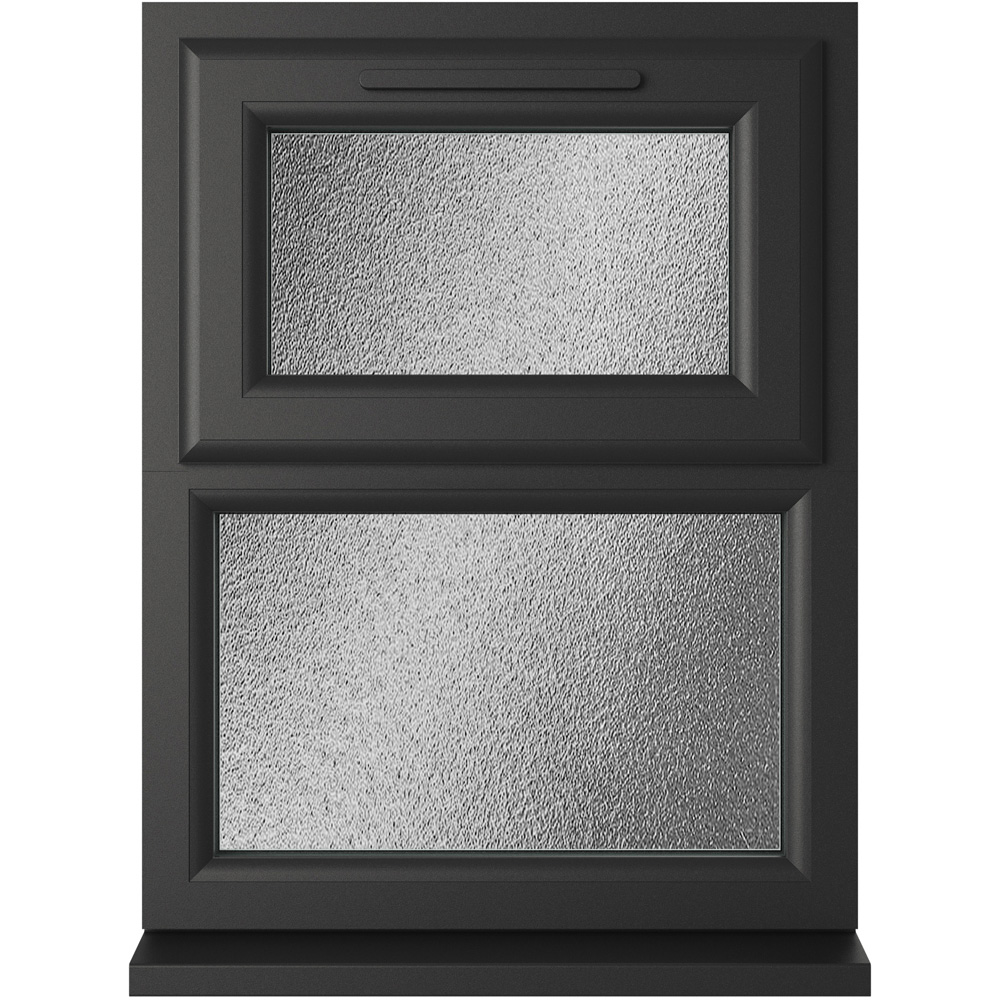Crystal Black and White Top Hung Over Fixed Light Obscure Triple Glazed Window 905 x 1040mm Image 1
