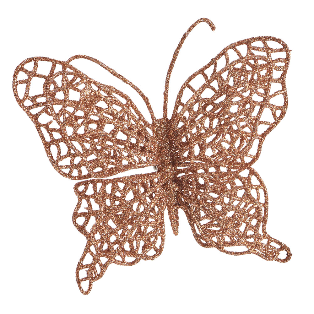 Wilko Country Christmas Glitter Butterfly Clip-On Tree Decoration Image 1