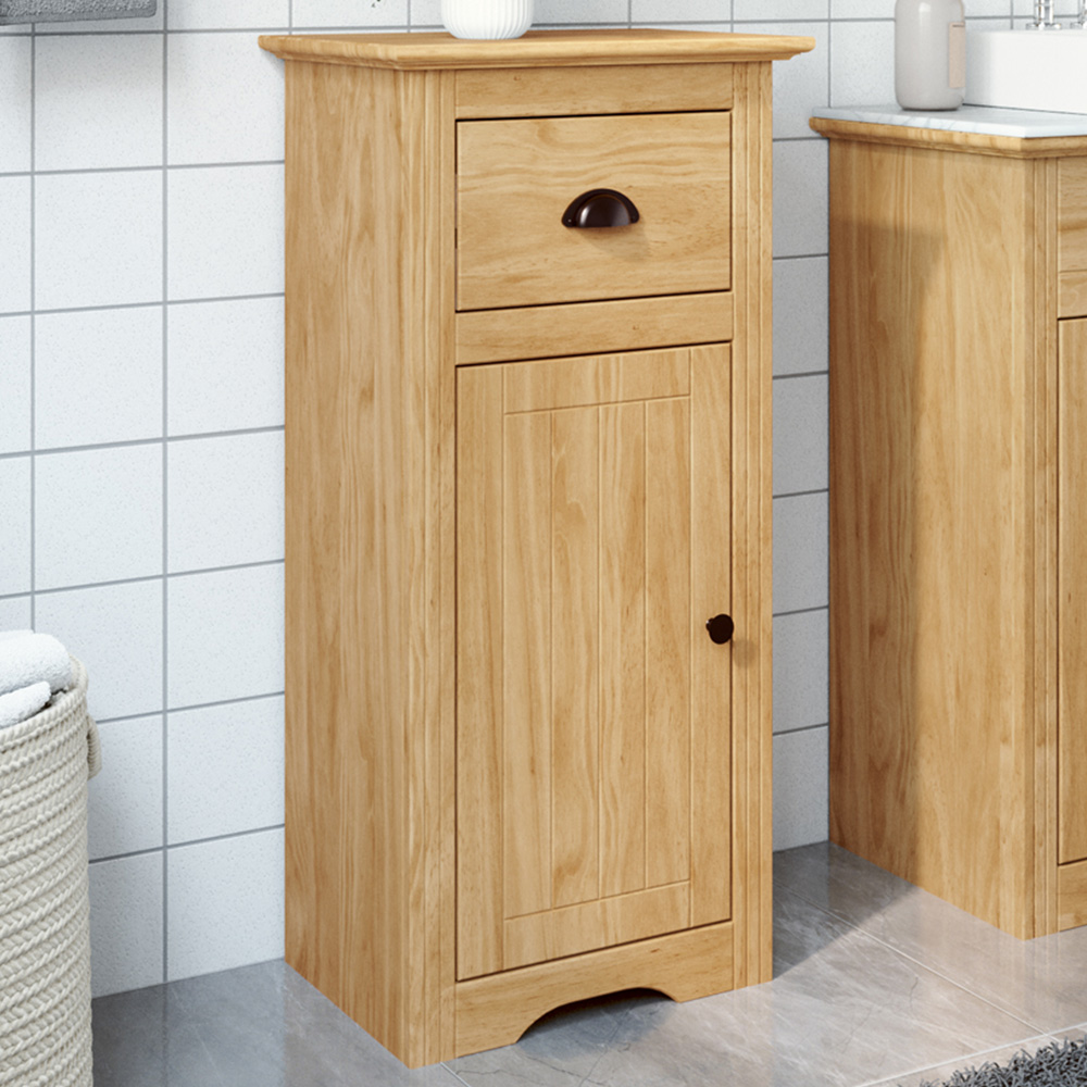 vidaXL Bodo Single Door Single Drawer Honey Brown Bathroom Cabinet Image 1