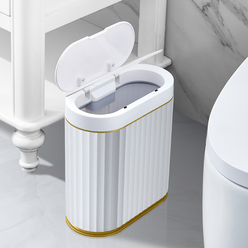 Living and Home White and Gold Smart Sensor Rubbish Bin 7L Image 2
