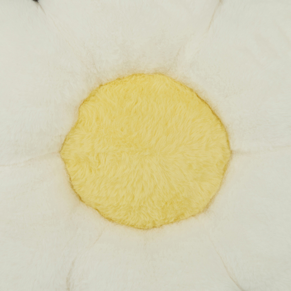 Daisy Flower Fur Cushion White Image 2