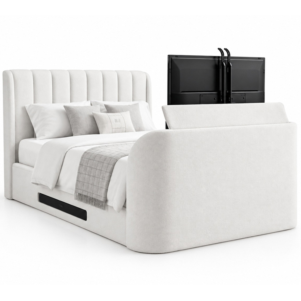 Webb Daniels Mayfair Double Natural Fabric Ottoman Media TV Bed with 2.1 Soundbar Image 3