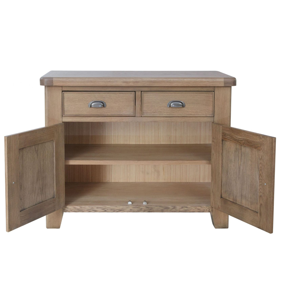 Home Source Holcombe 2 Door 2 Drawer Oak Veneer Solid Wood Sideboard Image 5