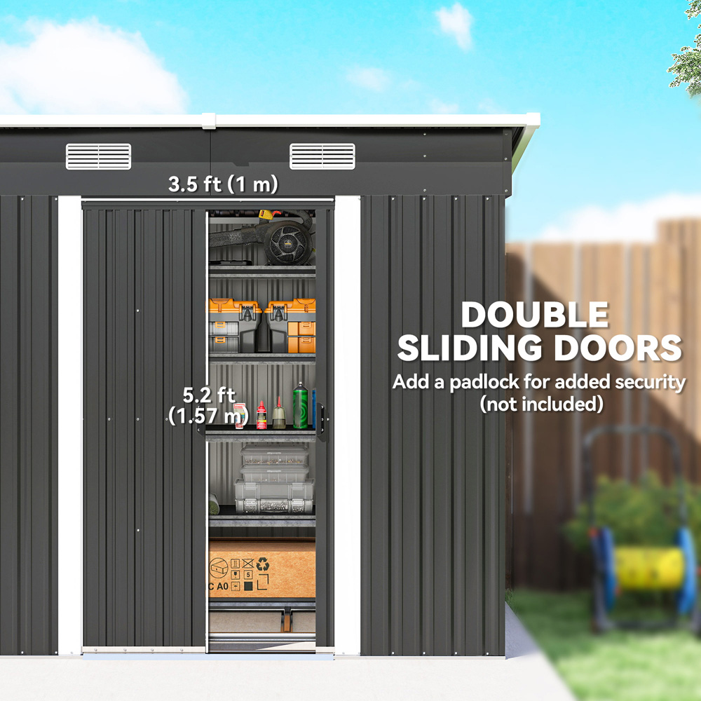 Outsunny 7 x 4ft Black Garden Storage Shed Image 6
