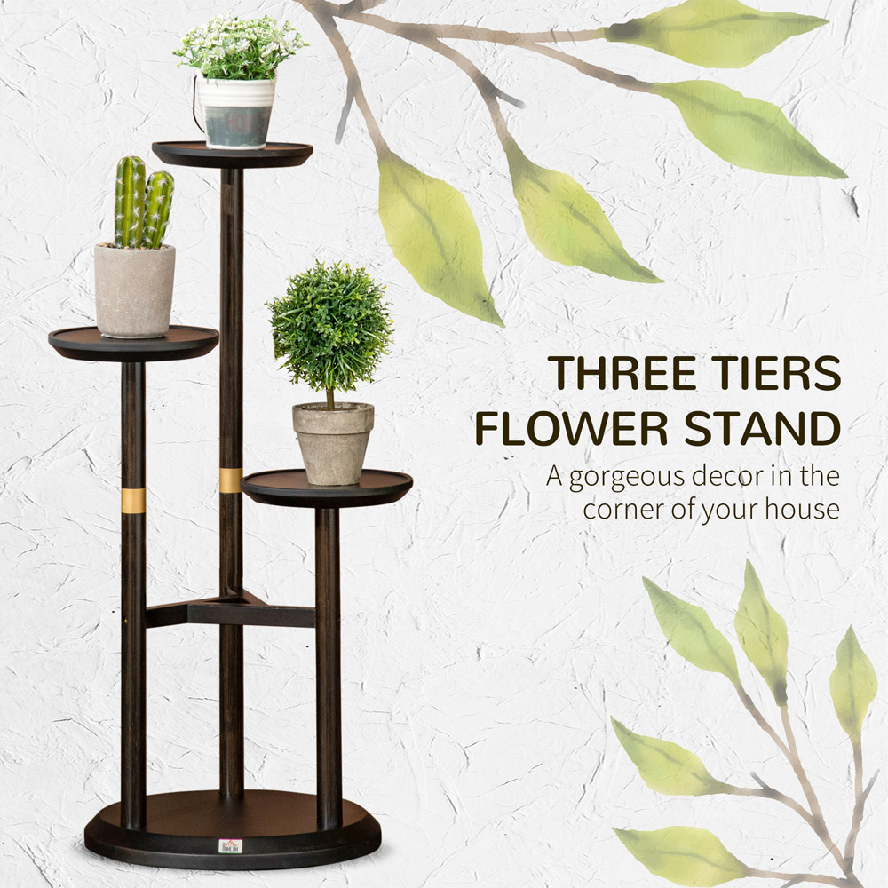 Outsunny 3 Tiered Dark Walnut Plant Stand Image 4