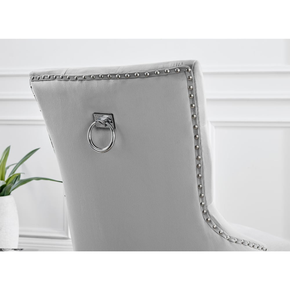 Furniturebox Kennsington Set of 2 Grey Velvet Knockerback Dining Chair Image 2