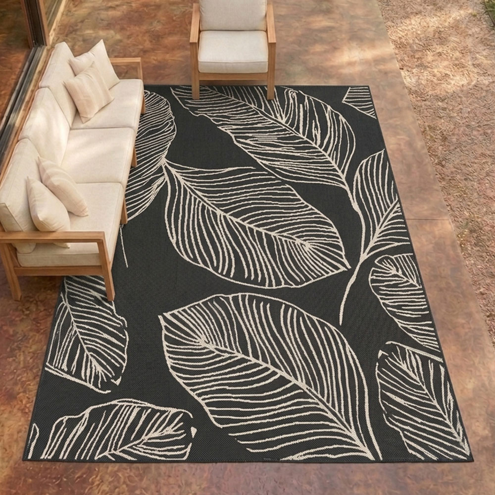 Portland Rugstyle Black Leaf Rug 200 x 290cm Image 1
