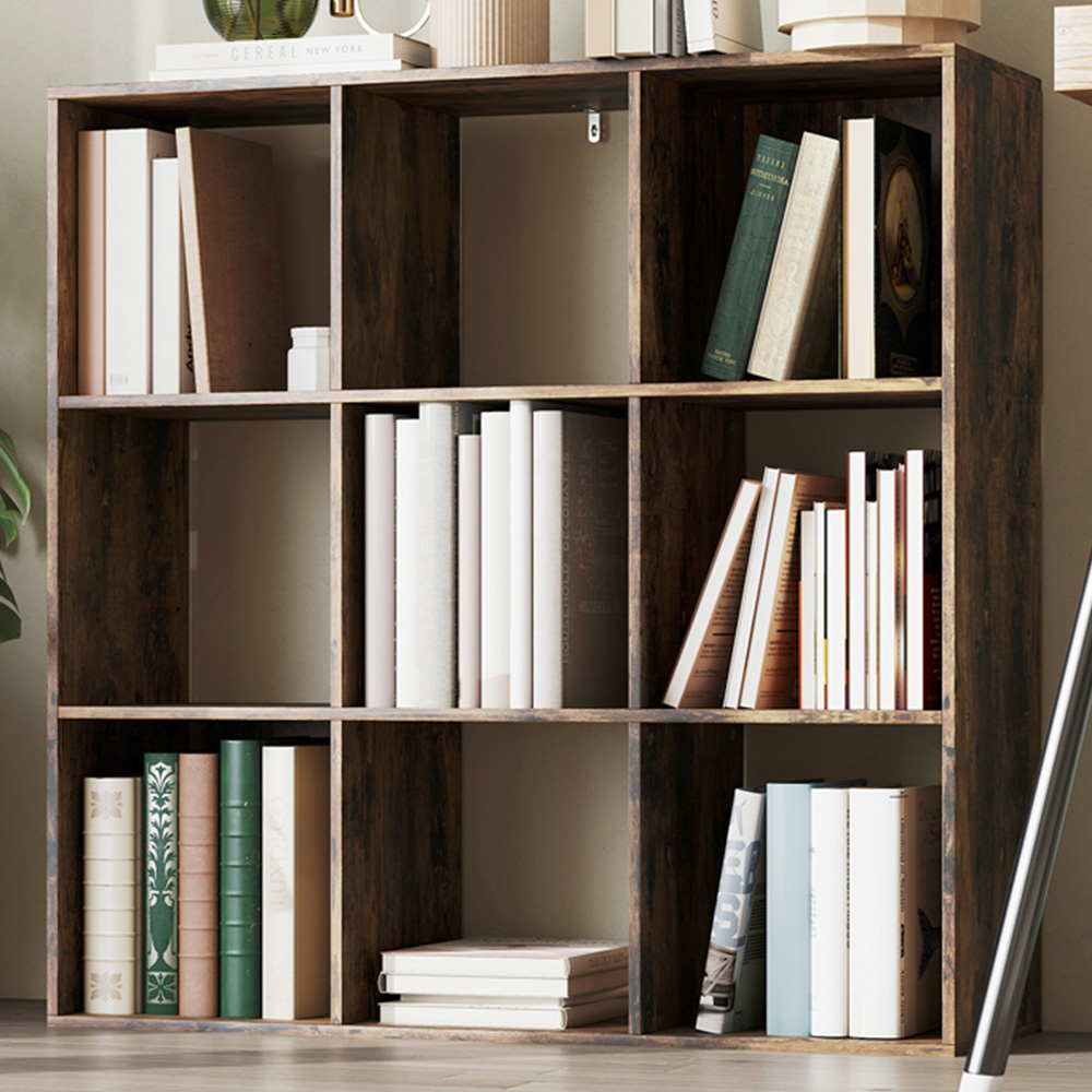 HOMCOM 9 Cube Rustic Brown Storage Unit Image 1