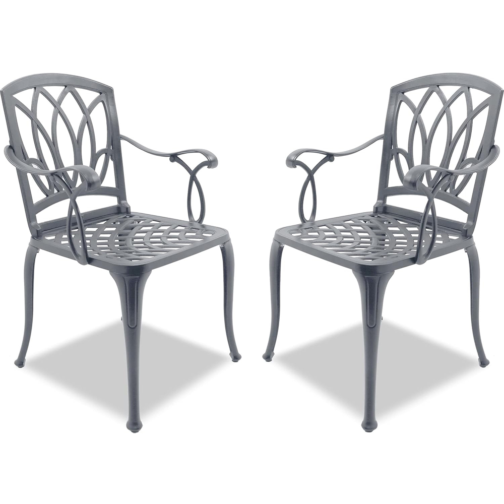 Centurion Positano Set of 2 Grey Garden Bistro Chairs with Armrests Image 2