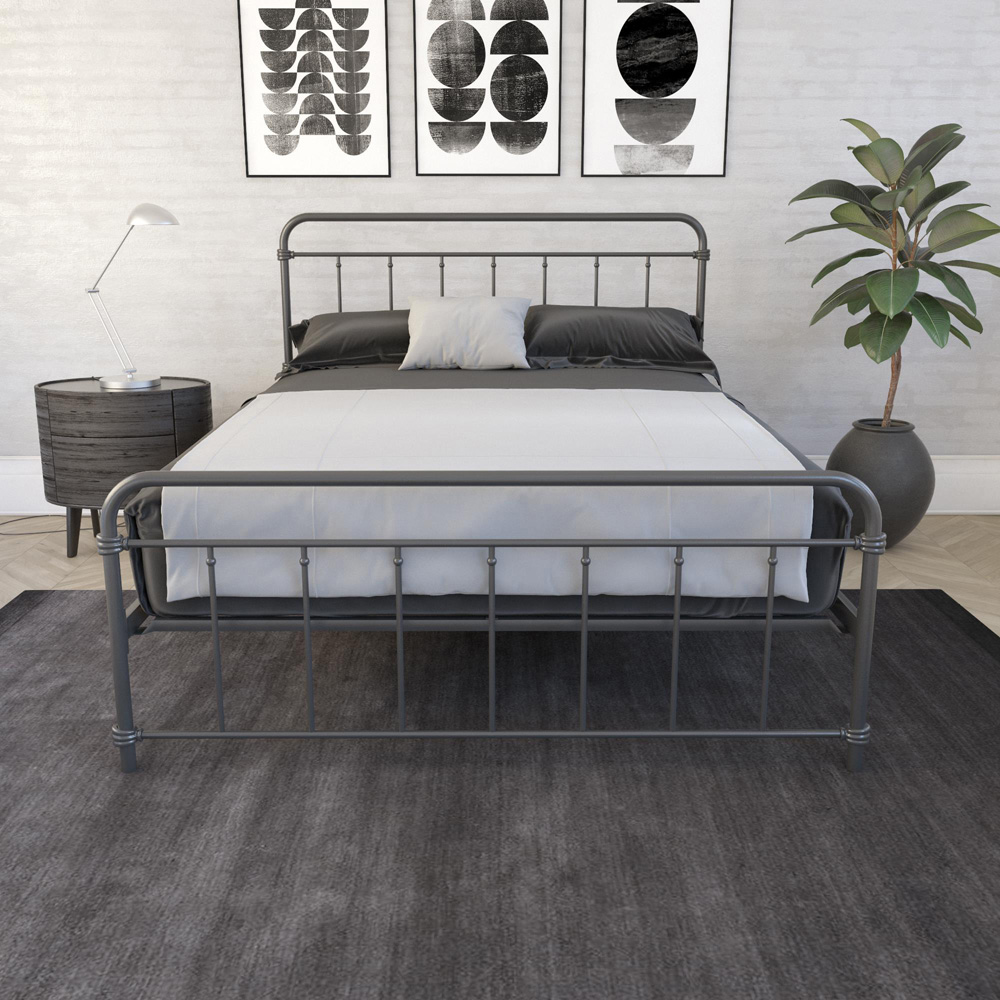 Dorel Wallace Double Black Metal Bed Frame with Headboard Image 6