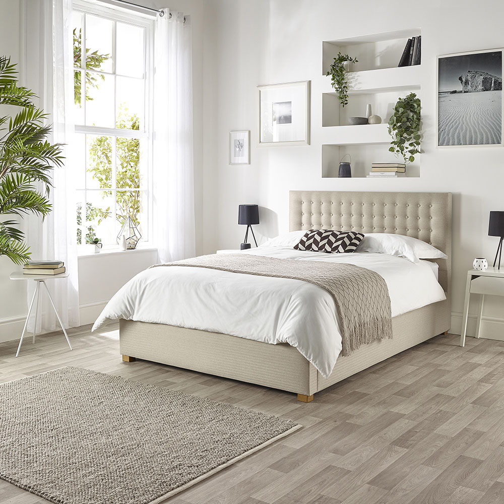 Catherine Lansfield Opulence Super King Size Natural Twill Ottoman Bed Image 4