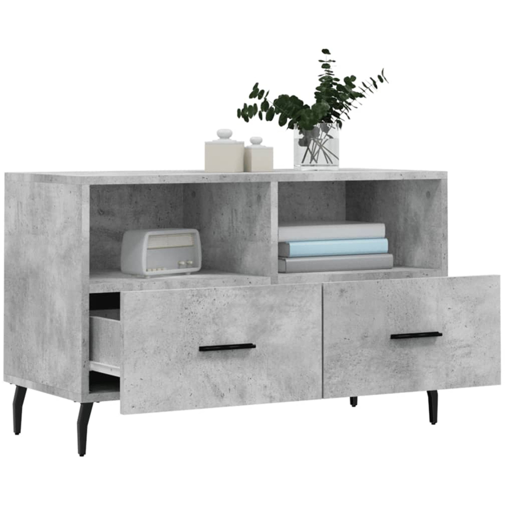 vidaXL 2 Door 2 Shelf Concrete Grey TV Cabinet Image 4